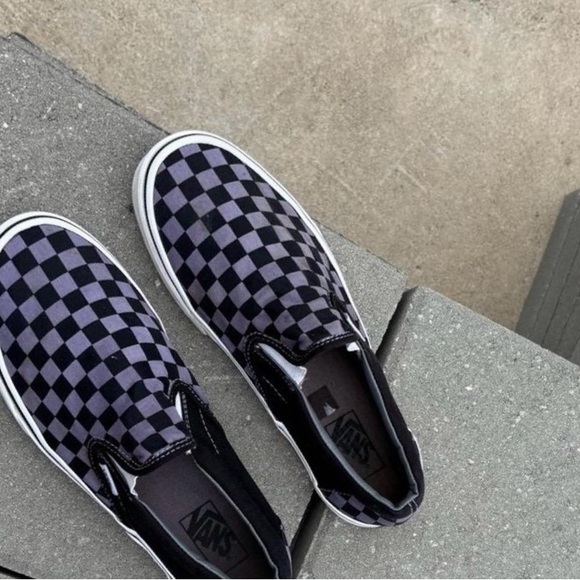 Vans Shoes - Vans Black and Gray Checkered Slip-On Shoes size 9.5 good condition ready